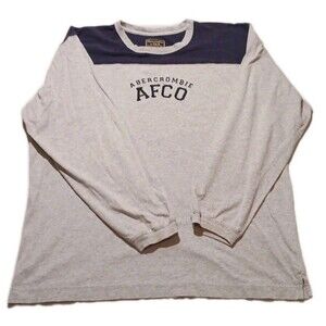 Vtg Abercrombie & Fitch T-Shirt Size XL Navy Blue/ Gray Long Sleeve Grunge Y2K